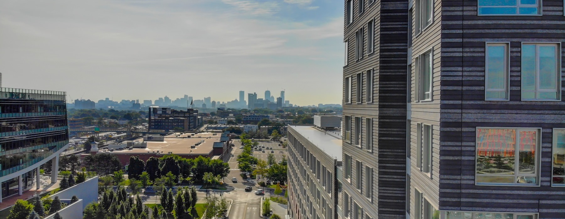 a street between buildings